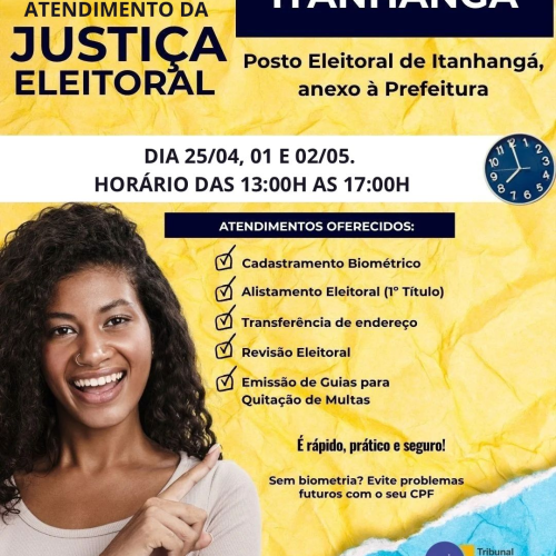 Itanhangá-MT: Prefeitura anuncia atendimento da Justiça Eleitoral em datas específicas