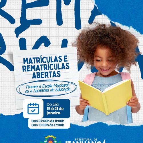 Itanhangá-MT: Secretaria Municipal de Educação e Cultura abre período de matrículas e rematrículas