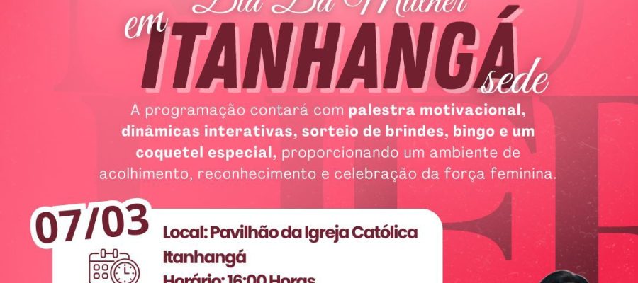 A Prefeitura de Itanhangá, em parceria com o SENAR-MT, realiza neste sábado dia (7) o evento “Dia Delas”, em celebração ao Dia Internacional da Mulher.