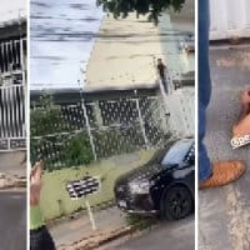 Moradora armada rende ladrão em cima do telhado de residência em Cuiabá