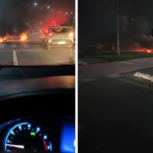 Moradores queimam pneus em protesto por mais segurança em avenida de Cuiabá; vídeo
