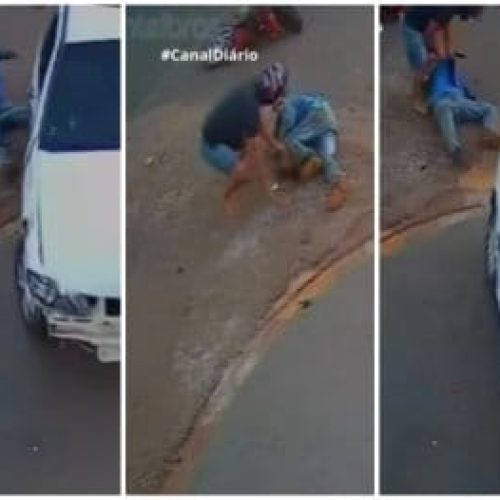 Motorista de carro invade preferencial, atropela motociclista duas vezes e foge