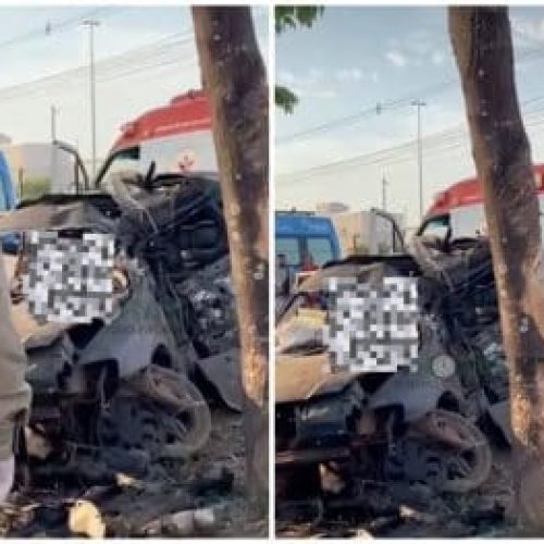Motorista morre após colisão contra árvore na Avenida das Torres; passageiro é arremessado