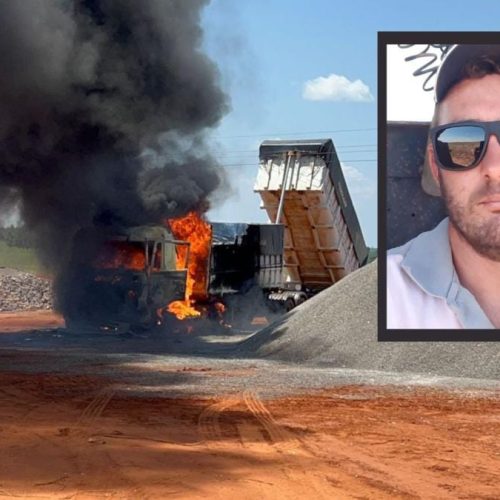 Motorista morre carbonizado após caminhão ser atingido por descarga elétrica em empresa