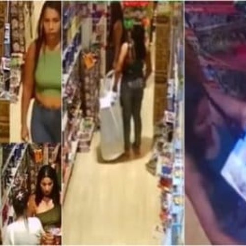 Mulheres são flagradas por câmeras durante furto em loja de brinquedos em shopping center