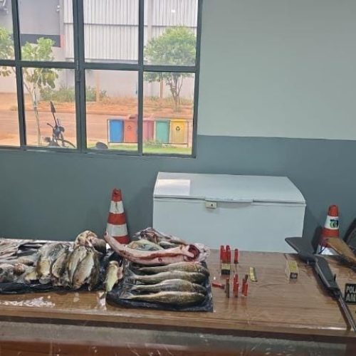 PM prende homem e apreende espingardas e 40 quilos de carnes de caça e pescado ilegal