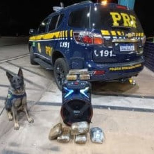 Passageira é presa pela PRF com drogas escondidas dentro de caixa de som em ônibus