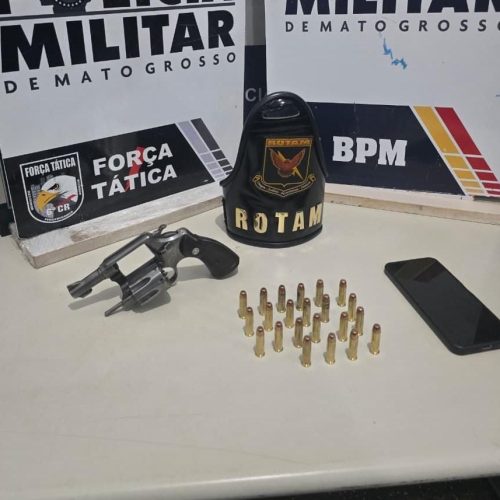 Polícia Militar frustra tentativa de homicídio e detém dupla com arma de fogo e munições em Cáceres