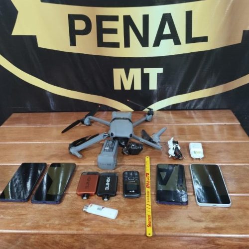 Polícia Penal intercepta drone com carga de telefones e acessórios
