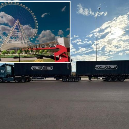 Primeiras peças da roda-gigante do Parque Novo Mato Grosso chegam a Cuiabá