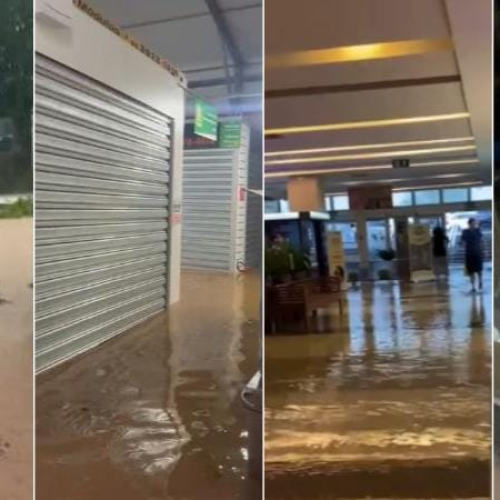 Shopping Popular fica completamente alagado e comerciantes relatam prejuízos