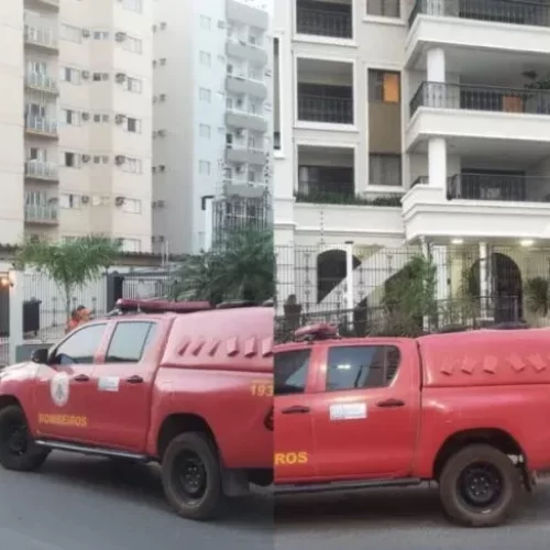 Sofá de apartamento pega fogo e moradores de prédio de luxo são evacuados em Cuiabá