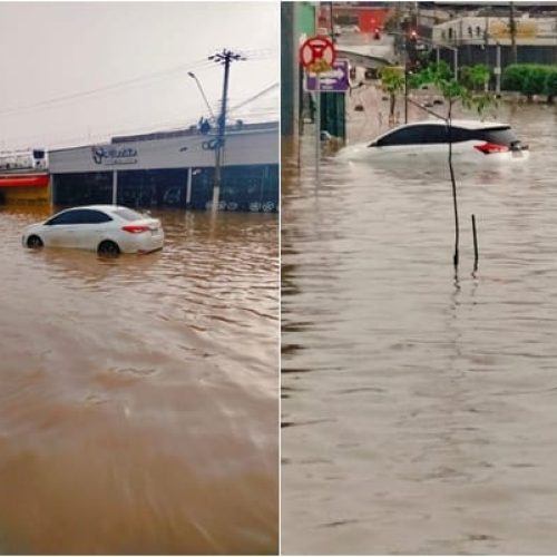 Temporal provoca alagamentos em ruas, shopping, Upa e deixa carros submersos em Cuiabá