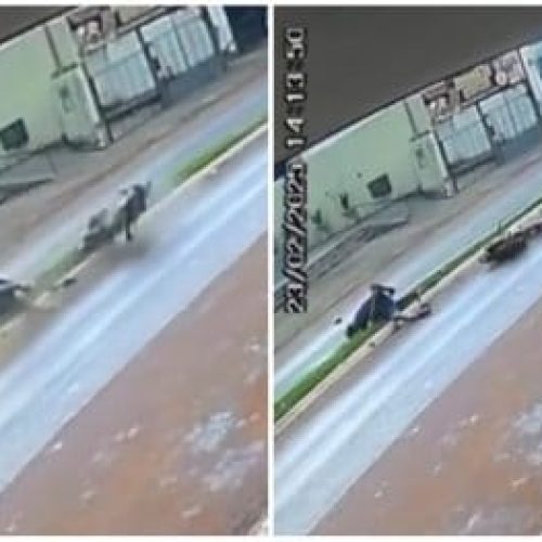 Vídeo mostra acidente que matou motociclista em Mato Grosso; garupa fica ferido