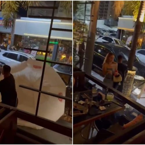 Vídeo mostra homem atirando contra carro de empresário durante confusão no Haru