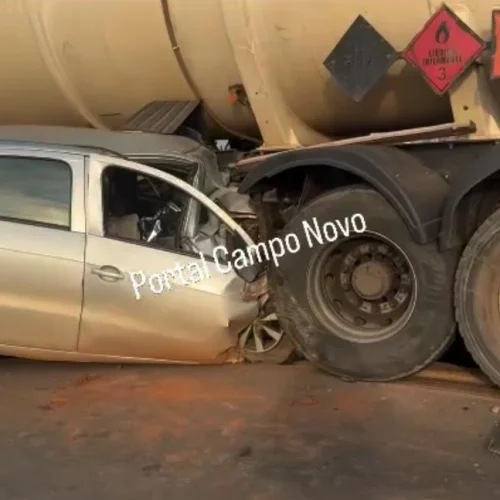 TRANSITO-MT: Motorista morre após colisão entre carro e carreta na BR-364, em Campo Novo do Parecis