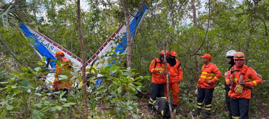 Bombeiros localizam destroços de ultraleve e corpo de vítima após acidente aéreo