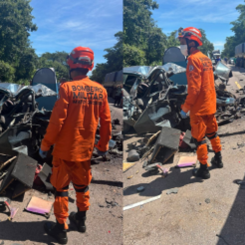 Na BR-070: Batida violenta entre veículos deixa vítima em estado grave