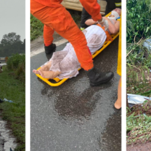 CHOVIA NO TRECHO: Batida entre 4 veículos deixa um morto e 3 feridos em BR