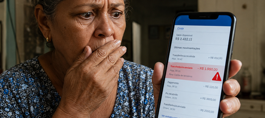 Boa Esperança do Norte: Idosa percebe celular vibrando e descobre que alguém transferiu quase R$ 2 mil da conta