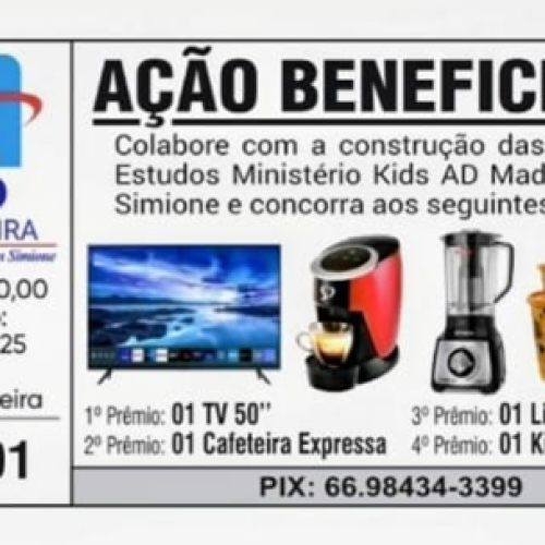 Itanhangá-MT: Igreja AD Madureira de Vila Simione realiza rifa beneficente para construção de salas de estudo bíblico infantil